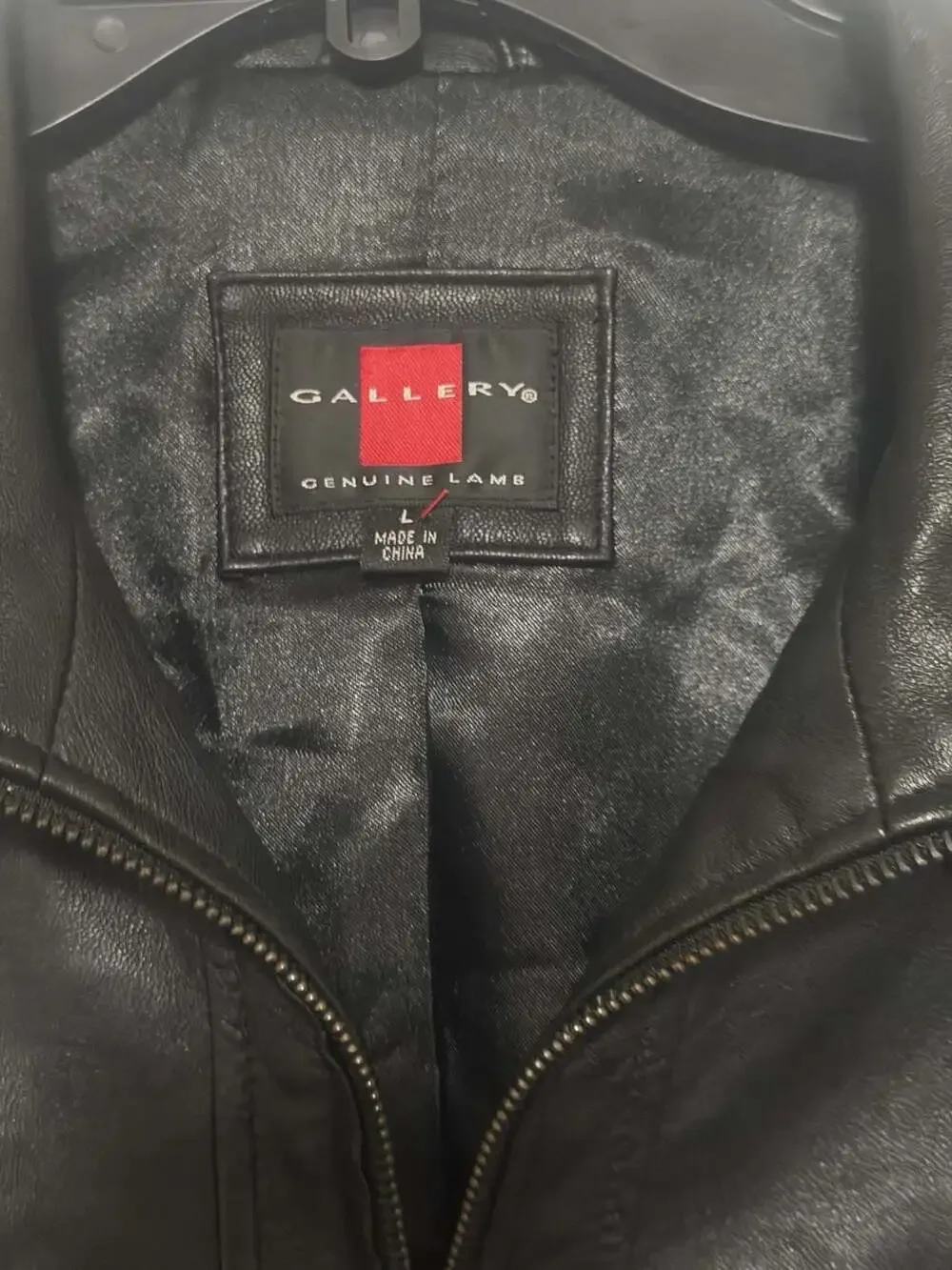 Gallery Genuine Lambskin Leather Women's Zip-Front Moto Jacket, Size L